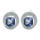 Natural Iolite Blue Mystic Quartz Gemstone, 925 sterling silver Clip Earrings