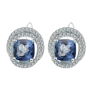 Natural Iolite Blue Mystic Quartz Gemstone, 925 sterling silver Clip Earrings