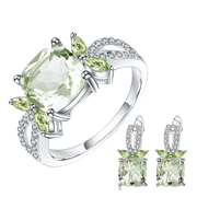 Natural Green Amethyst, 925 Sterling Silver Set