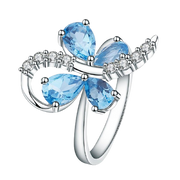 Natural Swiss Blue Topaz, 925 Sterling Silver Ring