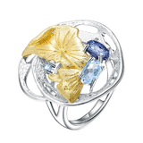 Natural Topaz Mystic Quartz Gemstones, Gold Plated, 925 Sterling Silver Handmade Ring