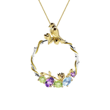 Natural Colorful Gemstones, Gold Plated, 925 Sterling Silver Handmade Necklace