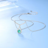 Natural Green Emerald Gemstone, 925 Sterling Silver Necklace