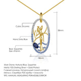 Natural Blue Sapphir Gemstone, Gold Plated, 925 Sterling SIiver Necklace