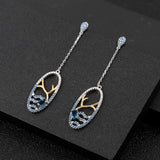 Natural London Blue Topaz Gemstone, Gold Plated, 925 Sterling Silver Handmade Drop Earrings