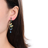 Natural London Blue Topaz Gemstone, Gold Plated, 925 Sterling Silver Handmade Earrings