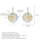 Sky Blue Topaz Gemstone, Gold Plated, 925 Sterling Silver Handmade Clip Earrings