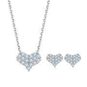 Moissanite Diamond, 925 Sterling Silver Necklace and Earrings Set