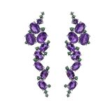 Natural Amethyst Purple Gemstone, 925 Sterling Sliver Earrings
