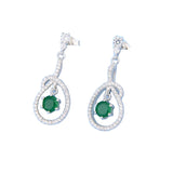 Natural Green Agate Gemstone, 925 Sterling Silver Drop Earrings