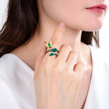 Natural Green Agate, Gold Plated, 925 Sterling Silver Handmade Ring