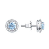 Natural Sky Blue Topaz, 925 Sterling Silver Stud Earrings