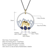 Natural Sapphire Gemstone, Gold Plated, 925 Sterling Silver Handmade Necklace