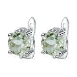 Natural Green Amethyst, 925 Sterling Silver Stud Earrings