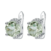 Natural Green Amethyst, 925 Sterling Silver Stud Earrings