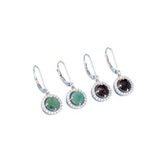 Natural Black Garnet Emerald Gemstones, 925 Sterling Silver Earrings