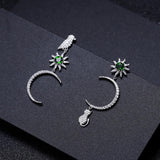 Natural Chrome Diopside Gemstone, 925 Sterling Silver Earrings