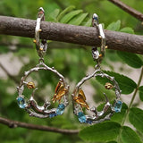 Natural Swiss Blue Topaz, Gold Plated, 925 Sterling Silver, Handmade Drop Earrings