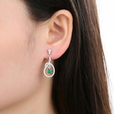 Natural Green Agate Gemstone, 925 Sterling Silver Drop Earrings