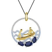 Natural Sapphire Gemstone, Gold Plated, 925 Sterling Silver Handmade Necklace