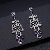 Natural Amethyst Gemstone, 925 Sterling Sliver Drop Earrings