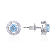 Natural Sky Blue Topaz, 925 Sterling Silver Stud Earrings