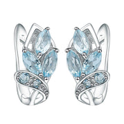 Natural Sky Blue Topaz,  925 Sterling Silver Clip Earrings