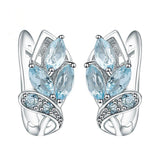 Natural Sky Blue Topaz,  925 Sterling Silver Clip Earrings