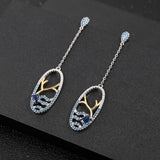 Natural Blue Sapphire Gemstone, Gold Plated, 925 Sterling Silver Handmade Drop Earrings