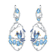 Natural Swiss Blue Topaz, Gold Plated, 925 Sterling Silver Handmade Earrings