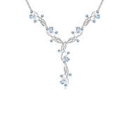 Natural Sky Blue Topaz Gemstone,  925 Sterling Silver Necklace